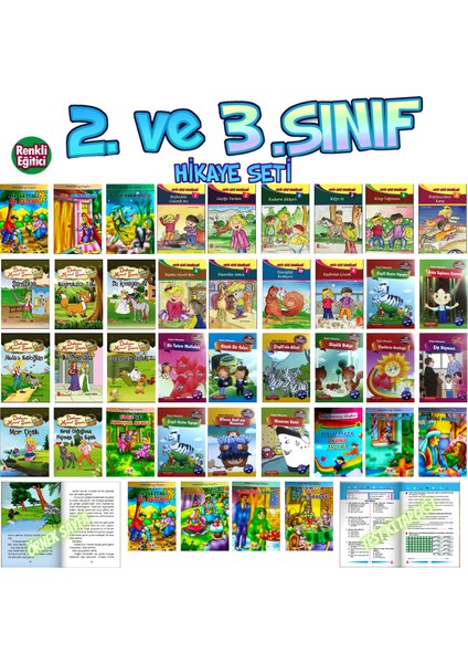2. Sınıflar Için Tam 40 Hikaye + 2. Sınıf 6'lı Deneme Set Model Kırmızı Beyaz Timaş