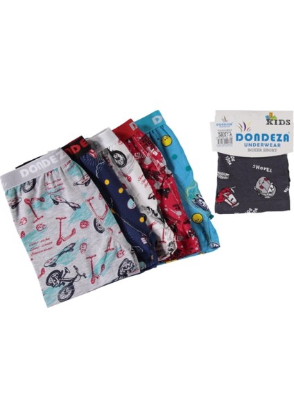 6'lı Desenli Erkek Çocuk Boxer