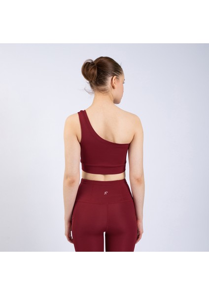 Straight Bordo Kadın Crop Tek Omuz Spor Büstiyer fırsatları