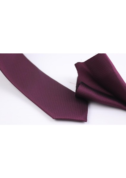 1.kalite Özel Desenli Kravat Mendil Seti - Bordo