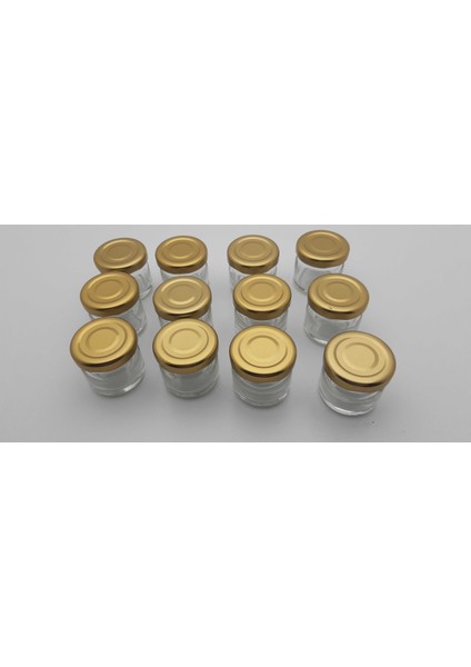 Gold Renkli Kapaklı 29 Cc. Küçük Cam Kavanoz (12 adet)