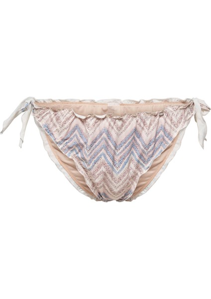 Onlandrea Ruffle Brazilian NormalKalıp Desenli Toz Pembe Kadın Bikini Alt