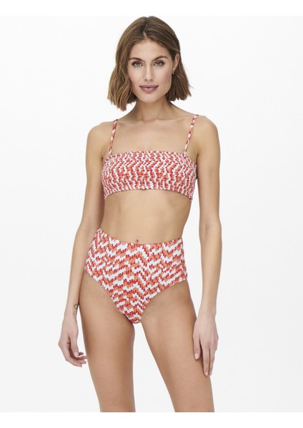 Onlamalie Smocklike Top Normal Kalıp Desenli Somon Kadın Bikini Üst fiyatları