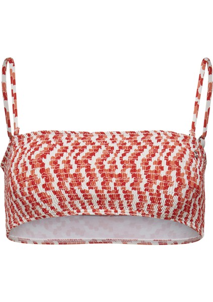 Onlamalie Smocklike Top Normal Kalıp Desenli Somon Kadın Bikini Üst fırsatları