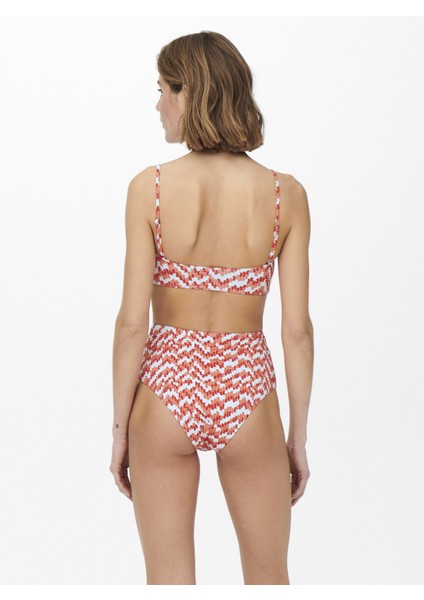 Onlamalie Smocklike Top Normal Kalıp Desenli Somon Kadın Bikini Üst indirimleri