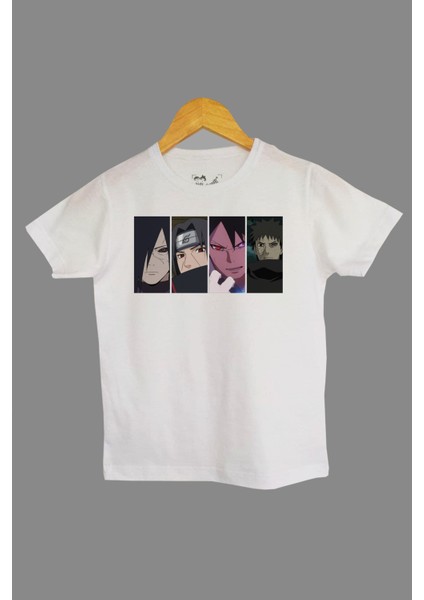 çocuk Beyaz Naruto Ön Dijital Baskılı Tişört