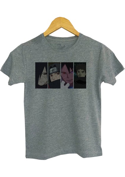 çocuk Gri Naruto Ön Dijital Baskılı Tişört
