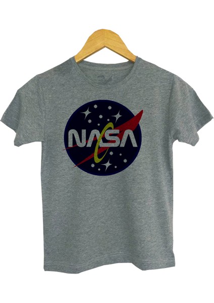 çocuk Gri Nasa Ön Dijital Baskılı Tişört