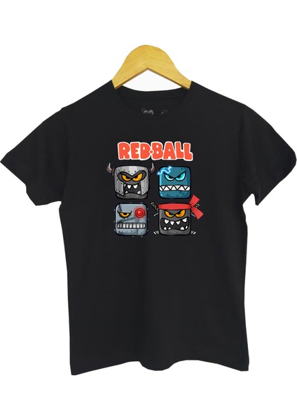 çocuk Siyah Red Ball Ön Dijital Baskılı Tişört