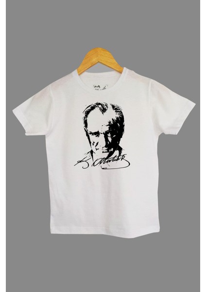 Raf Coll çocuk Beyaz Atatürk Ön Dijital Baskılı Tişört
