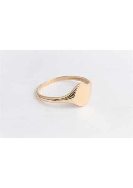 Şövalye Altın Yüzük - 14 Ayar Altın Oval Mühür Yüzük - Kişiselleştirilebilir Harf Yazılabilir Yüzük