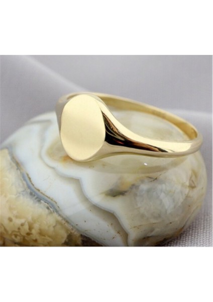 Şövalye Altın Yüzük - 14 Ayar Altın Oval Mühür Yüzük - Kişiselleştirilebilir Harf Yazılabilir Yüzük indirimleri