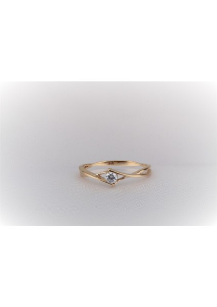 Altın Yüzük - Kadın Sonsuzluk Tek Taş 14 Ayar Sarı Altın Hediye Yüzük