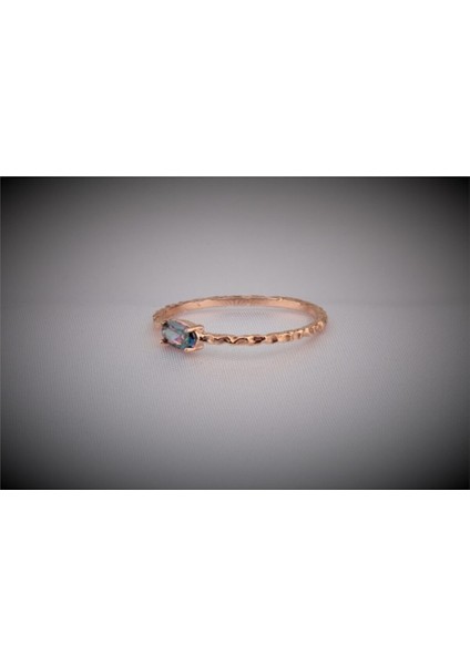 Altın Yüzük - Afrodit Eskitme Mistik Topaz Taşlı Roz Renk Evlilik Teklifi 14 Ayar Hediye Yüzük ANKYÜZ2020