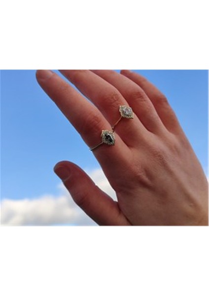 Altın Yüzük - Vintage Mistik Topaz Sarı Altın Evlililik Teklifi Hediye 14 Ayar Altın Yüzük ANKYÜZ2037 fiyatları