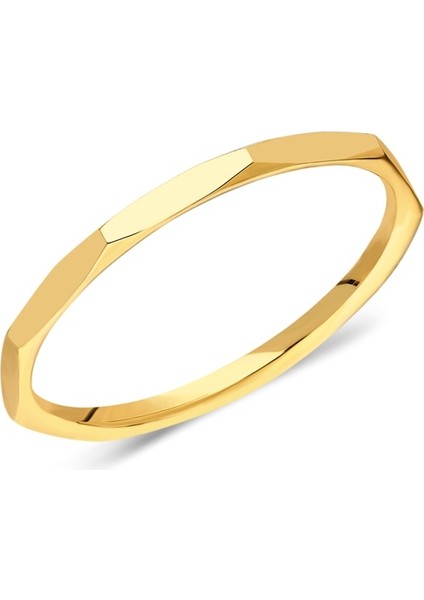 Alyans Altın Yüzük - 14 Ayar Altın Nişan Söz İnce Minimal Alyans - Altın Eklem Yüzüğü