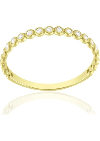 Tam Tur Altın Yüzük - 14 Ayar Altın Zirkon Taşlı Evlilik Alyansı - Günlük Hediyelik Alyans