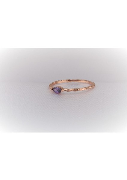 Altın Yüzük - Afrodit Eskitme Mekik Ametist Roz Renk Evlilik Teklifi 14 Ayar Hediye Yüzük ANKYÜZ2021