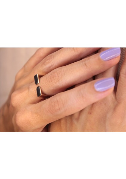 Altın Yüzük - 14 Ayar Altın Yüzük-Kalın Dikdörtgen Modern Tasarım Taşsız Spor Altın Yüzük-Hediye Tarz Altın Kadın Yüzük