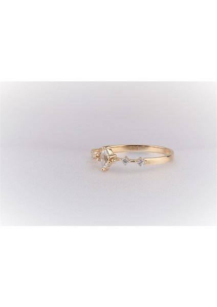 Altın Yüzük - Zirkontaşlı Love Evlilik Teklifi 14 Ayar Sarı Renk Hediye Yüzük ANKYÜZ2032