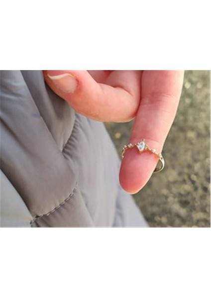 Altın Yüzük - Zirkontaşlı Love Evlilik Teklifi 14 Ayar Sarı Renk Hediye Yüzük ANKYÜZ2032 fiyatları