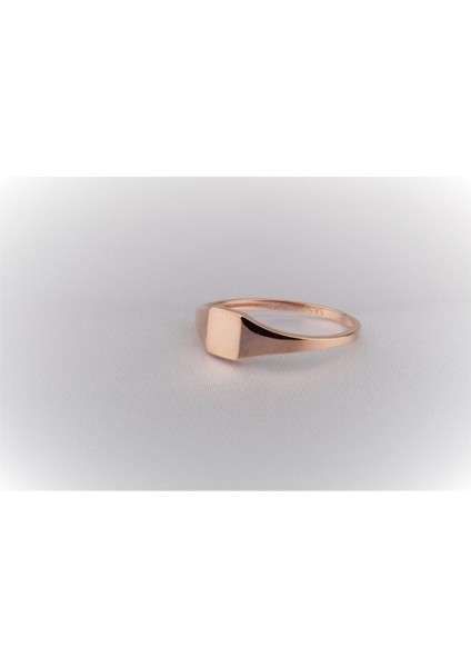 Altın Yüzük - Kare Mühür Yüzük Roz 14 Ayar Hediye Harfli Olabilir