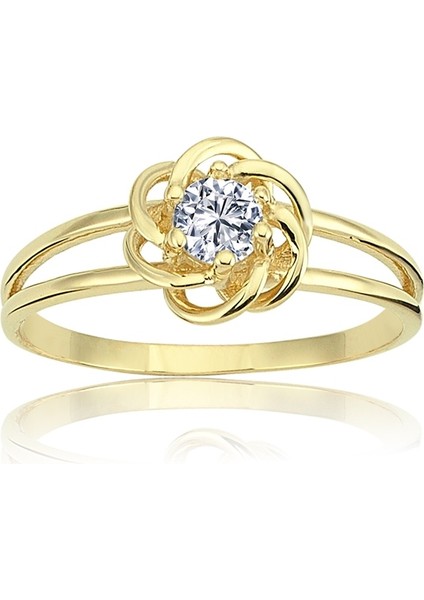 Gümüş Yüzük - Taşlı Çiçek 925 Ayar Gümüş Eklem Yüzüğü-Tasarım 925 Ayar Gümüş Hediye Yüzük