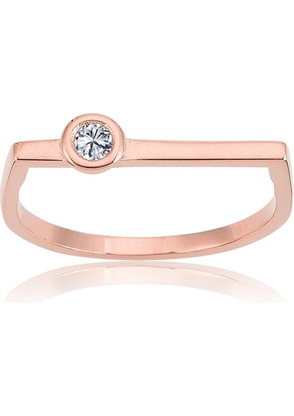 Gümüş Yüzük - Ufuk Çizgisi Şans Totemi Minimal 0,20 CT Signity Swarovski Taşlı 925 Ayar Gümüş Yüzük