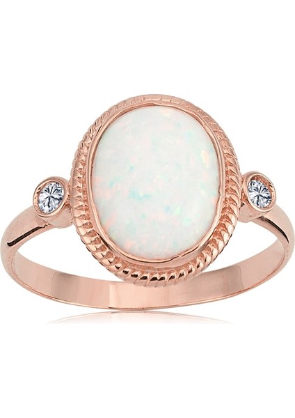 Oval Opal Taşlı Gümüş Yüzük