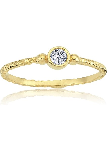 Gümüş Yüzük - Afrodit Dövülü Tek Taş 925 Ayar Gümüş Hediye Spor Gündelik Yüzük-Hediye Gümüş Yüzük