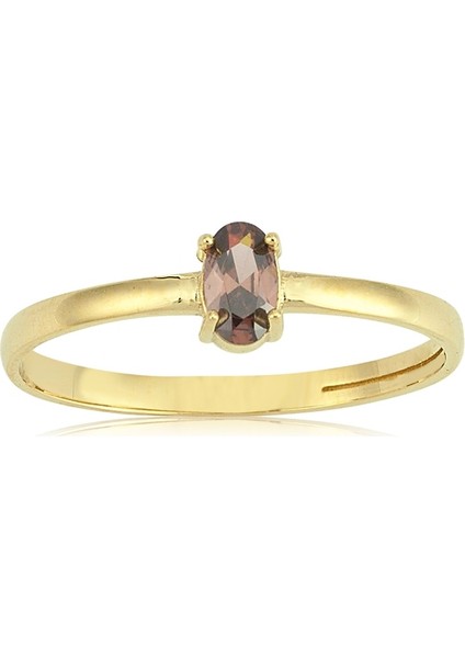 0,40CT Smoky Quarz Tel Gümüş Tektaş Yüzük-Smoky Taşlı Tektaş 925 Ayar Gümüş Yüzük-Hediye Gümüş Yüzük