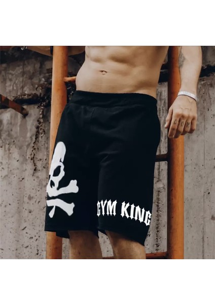 Kuru Kafa Gym King Dijital Baskılı %100 Pamuk Özel Tasarım Sokak Stili Hıp Hop Erkek Bermuda Şort modelleri