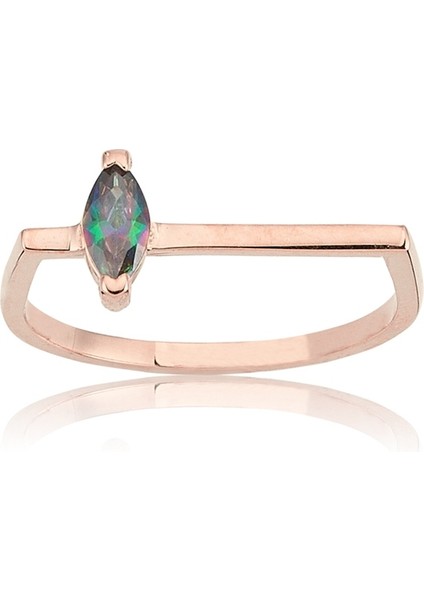 Gümüş Yüzük - Ufuk Çizgisi Şans Totemi İnce Minimal Tasarım 0.20 CT Ametist Taşlı Gümüş Yüzük