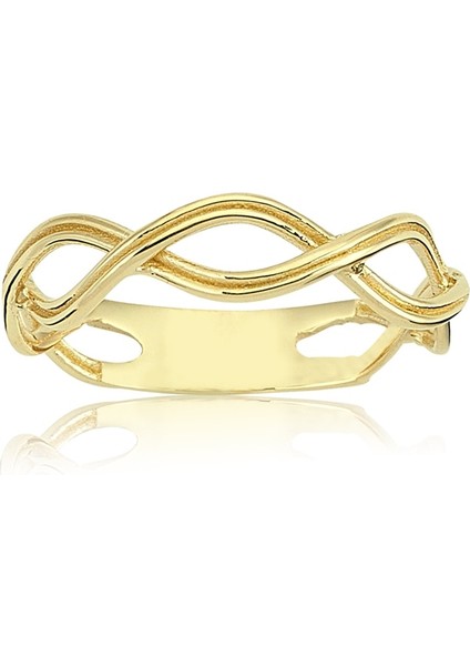 Gümüş Yüzük - Trabzon Örgü 925 Ayar Taşsız Gümüş Tasarım Eklem Yüzüğü - Örgü Hediyelik Gümüş Yüzük