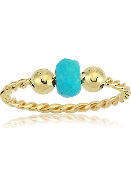 Gümüş Yüzük - Firuze Taşlı Burgulu Tektaş Gümüş Yüzük-Dünya Tektaş Firuze Taşlı 925 Ayar Gümüş Yüzük