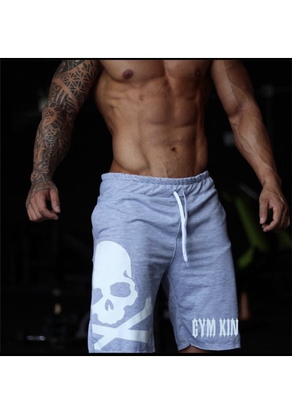 Kuru Kafa Gym Kıng Dijital Baskılı %100 Pamuk Özel Tasarım Sokak Stili Hıp Hop Erkek Bermuda Şort