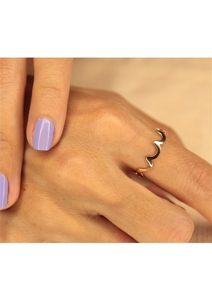 Gümüş Yüzük - Dalga Motifli 925 Ayar Eklem Yüzüğü- Hediyelik 925 Ayar Gümüş Yüzük- Kadın Gümüş Yüzük