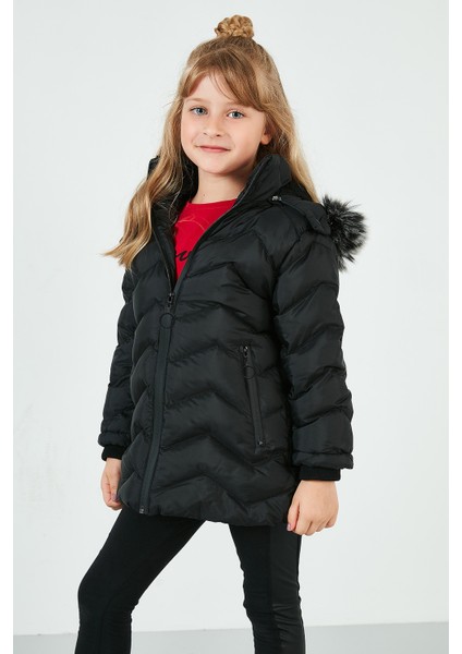 Yakası Suni Kürklü Kapüşonlu Şişme Mont Kız Çocuk MONT 5766041