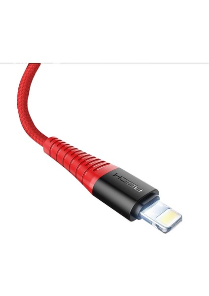 Ios USB Data Senkronizasyon Şarj Kablosu 2.1A Apple iPhone Uyumlu 8 Örgülü Kablo 1 Metre Kırmızı
