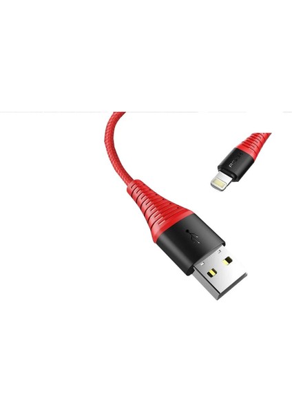 Ios USB Data Senkronizasyon Şarj Kablosu 2.1A Apple iPhone Uyumlu 8 Örgülü Kablo 1 Metre Kırmızı