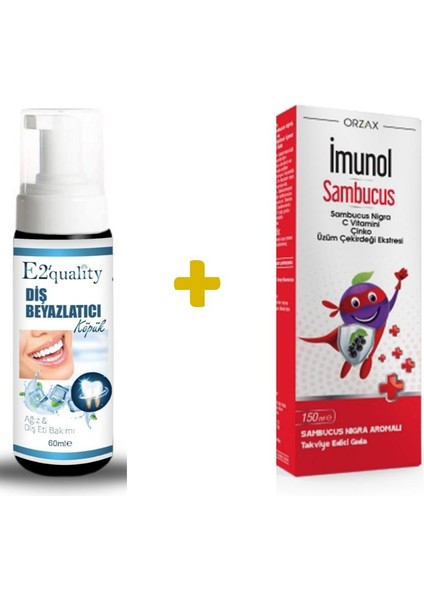 E2'Quality Diş Beyazlatıcı Köpük + Orzax Ocean Imunol Sambucus Şurup 150 Ml