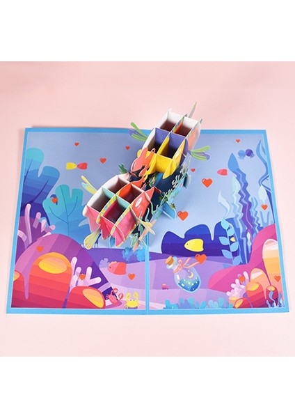 3 Adet Öpüşme Balık 3D Stereo Tebrik Kartları (Yurt Dışından)