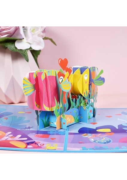 3 Adet Öpüşme Balık 3D Stereo Tebrik Kartları (Yurt Dışından) fırsatları