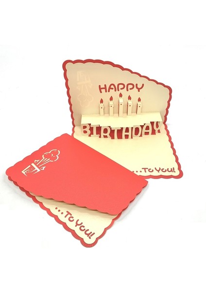 3 Adet 3D Kağıt Oyma Tebrik Kartı Kırmızı (Yurt Dışından)