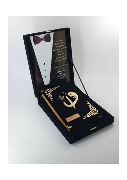 Orta Boy Damat Bohçası Plaketli Kuranı Kerim Kadife Siyah - Ahmet Hüsrev Altınbaşak (Ciltli) fiyatları