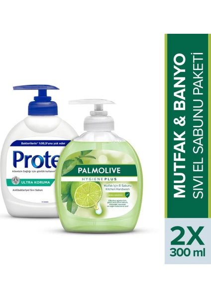 - Protex Mutfak & Banyo Sıvı El Sabunu Paketi  300 ml + 300 ml