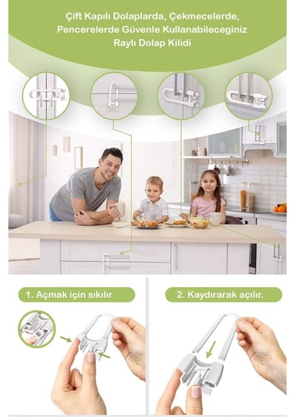 Buffer® Bebek Çocuk Çekmece ve Dolap Koruma Raylı Güvenlik Sistemi Emniyet Kilidi