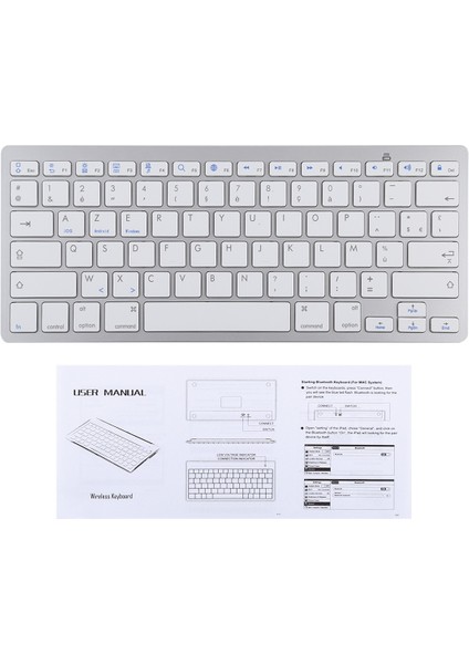 WB-8022 Ultra Ince Kablosuz Bluetooth Klavye - Gümüş (Yurt Dışından)