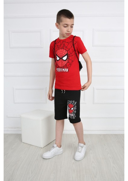 Erkek Çocuk Spiderman Çantalı Maskeli Dörtlü Takım