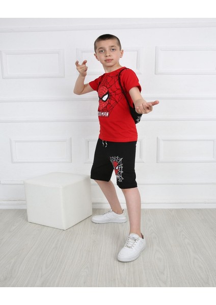 Erkek Çocuk Spiderman Çantalı Maskeli Dörtlü Takım